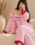 Pyjama Femme 3 Pièces en Coton – Confort & Élégance