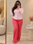 Pyjama Femme en Coton – Pantalon à Carreaux
